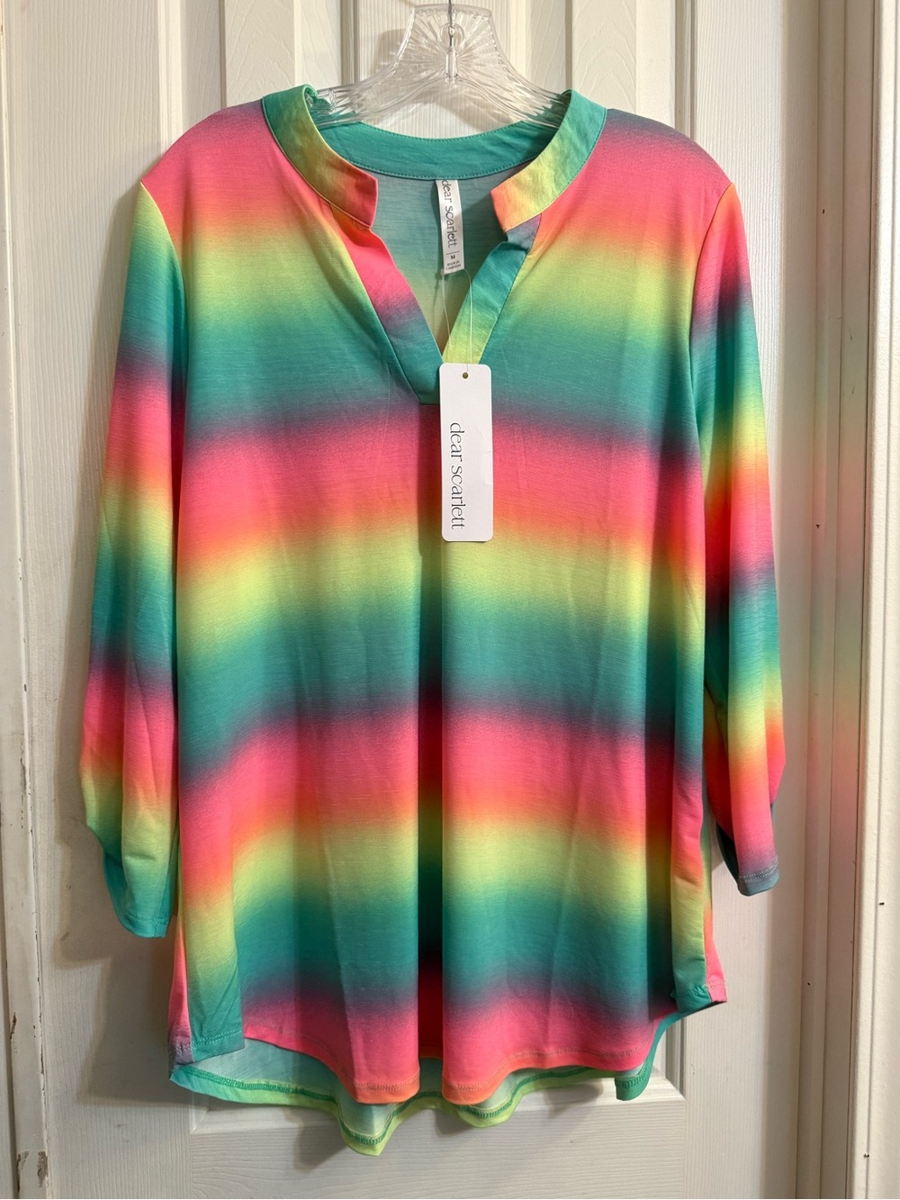 dear scarlett Rainbow Ombre Tunic - Pink, Green & Yellow